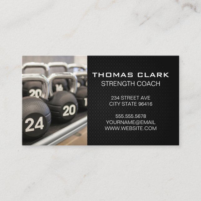 Trainer | Kettle Bell Weights Business Card Visitenkarte (Vorderseite)