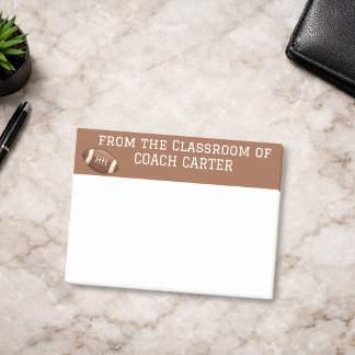 Trainer Name Klassenzimmer, Fußball, braune Umrand Post-it Klebezettel