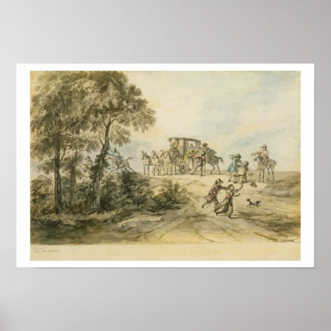 Trainer und Straßenbahnfahrer (w/c auf Papier) Poster (Vorne)