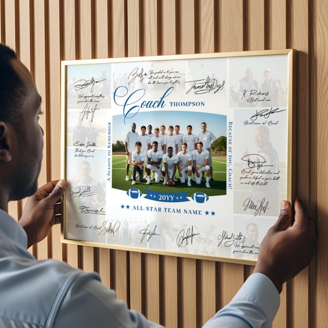 Trainer-Würdigungs-Collage-Fußballteam-Unterschrif Poster (Coach Appreciation Collage Football Team Signature Poster)