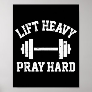 Trainiere hart bete hart Christliches Workout-Gym Poster