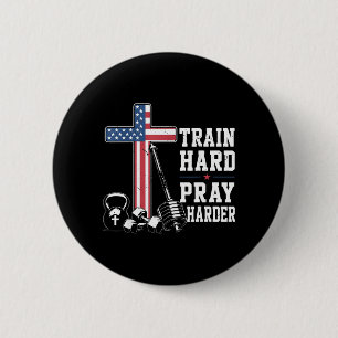 Trainiere hart, bete härter Christliches Workout P Button