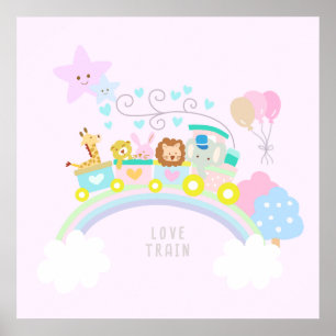 Trainiere Tiere Rosa Poster