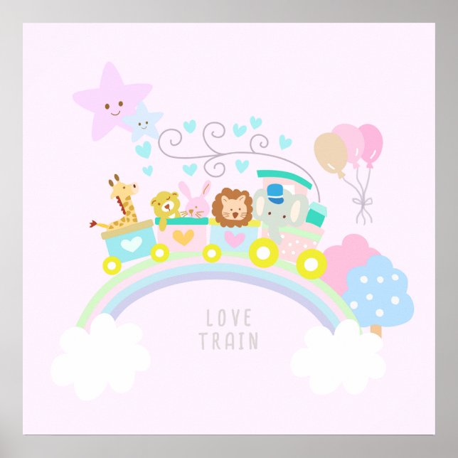 Trainiere Tiere Rosa Poster (Vorne)