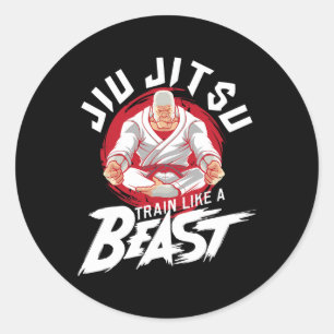Trainiere wie ein Biest - Brazilian Jiu Jitsu Mma Runder Aufkleber