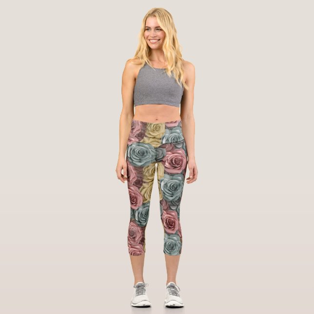 Trainieren Sie farbenfrohe Bläseryoga Capri Leggings (Vorderseite)