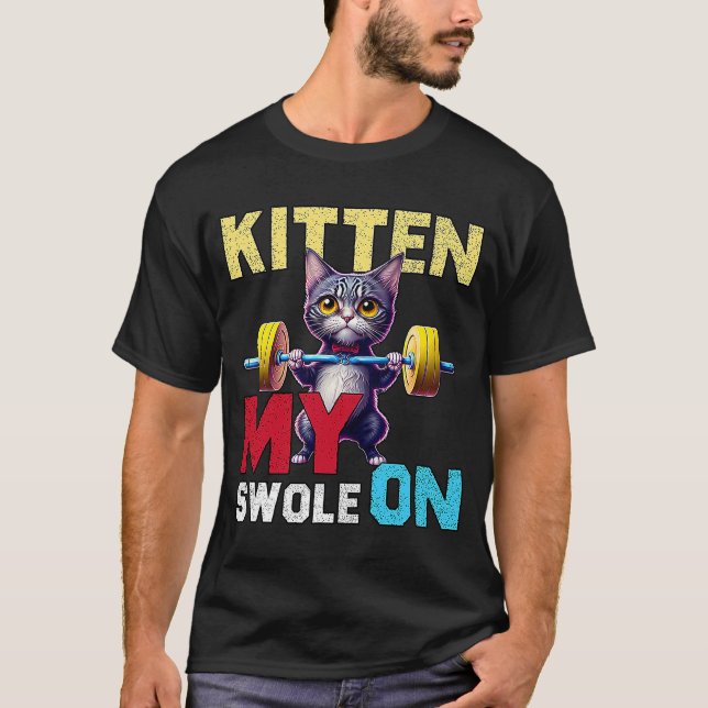 Training Kitout my Swole on Workout Retro Cat 2 T-Shirt (Vorderseite)