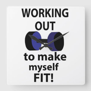 Training Workout Gewichte Trainieren Quadratische Wanduhr