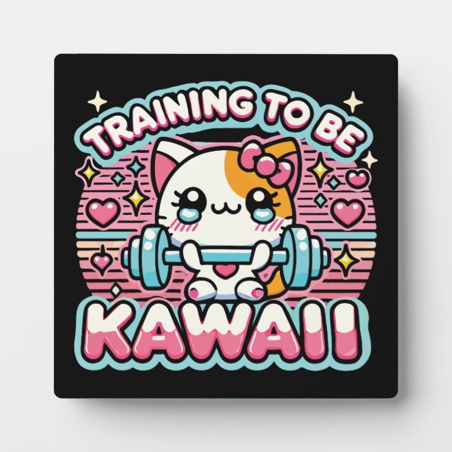 Training zu sein Kawaii - Niedliche Anime Gym Cat Fotoplatte (Vorderseite)