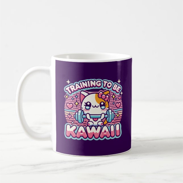 Training zu sein Kawaii - Niedliche Anime Gym Cat Kaffeetasse (Links)