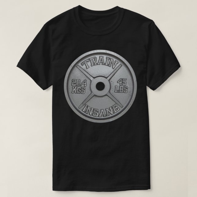 Trainingsinne (Barbell Plate) Motivierend T-Shirt (Design vorne)
