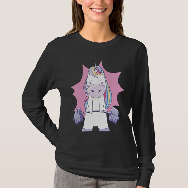 Trainingsstudio-Einhorn T-Shirt (Vorderseite)
