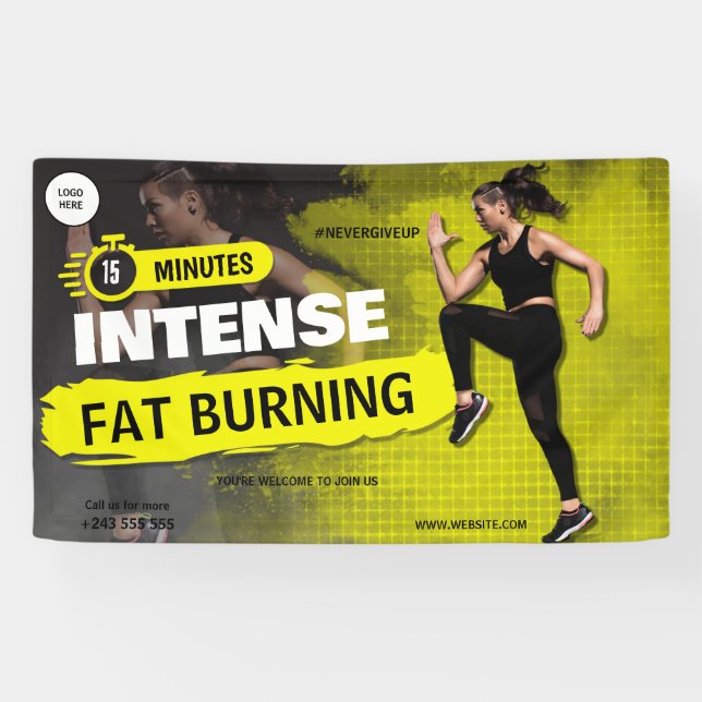 Trainingsübungen für die Fitness in Schwarz und Ge Banner (Horizontal)