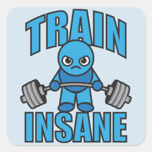 TRAINSANE Kawaii Weightlifter Deadlift Workout Quadratischer Aufkleber