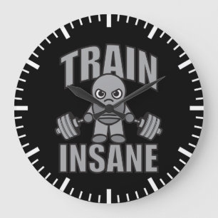 TRAINSANE - Workout Cartoon Anime Motivierend Große Wanduhr