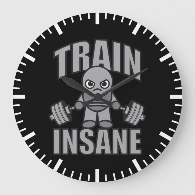 TRAINSANE - Workout Cartoon Anime Motivierend Große Wanduhr (Vorderseite)