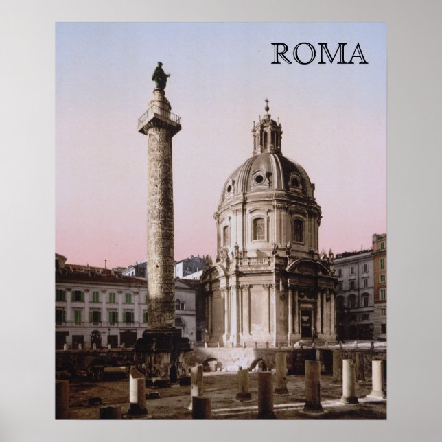 Trajans Säule in Rom (c. 1900) Poster (Vorne)