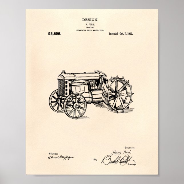 Traktor 1919 Patent Art Old Peper Poster (Vorne)