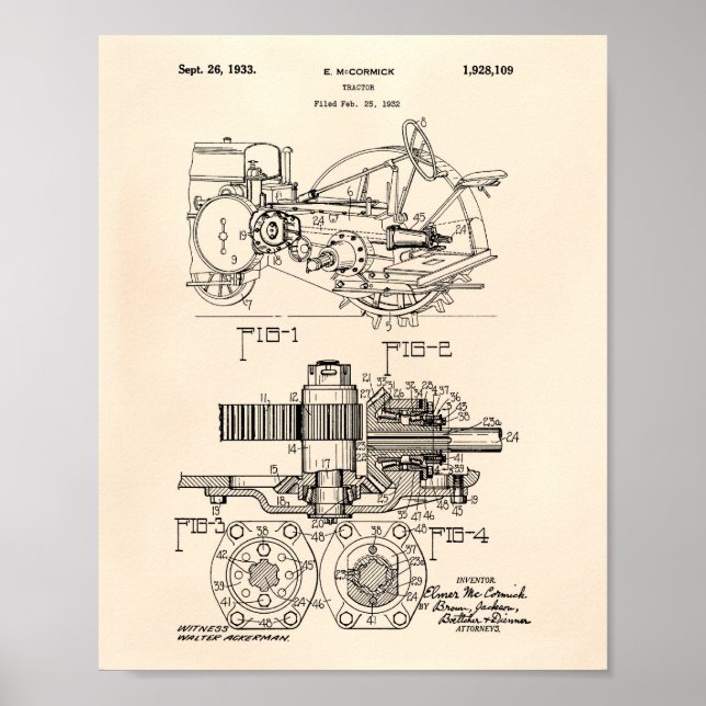 Traktor 1932 Patent Art Old Peper Poster (Vorne)