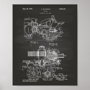 Traktor 1932 Patent Kunst Schultafel Poster
