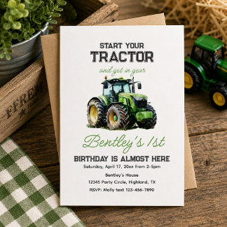 Traktor 1. Geburtstag Party Fun Farm Einladung