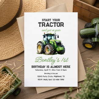 Traktor 1. Geburtstag Party Fun Farm Einladung