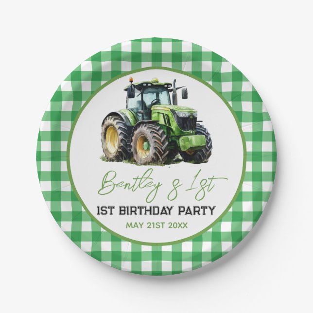Traktor 1. Geburtstag Party Fun Farm Pappteller (Vorderseite)