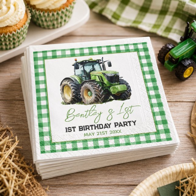 Traktor 1. Geburtstag Party Fun Farm Serviette (Tractor 1st Birthday Party Fun Farm Napkins)