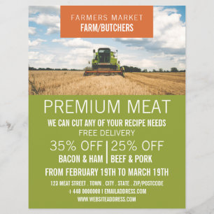 Traktor auf dem Feld, Bauer & Metzger Werbung Flyer