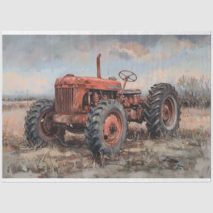 Traktor auf dem Feld Rustikale Decoupage Seidenpapier