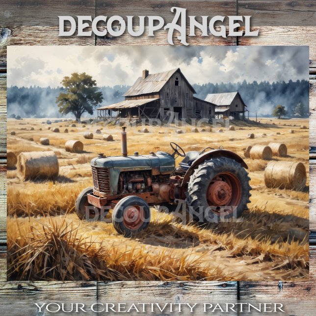 Traktor auf der Landschaft des Bauernhauses #1 - E Seidenpapier (Von Creator hochgeladen)