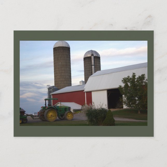 Traktor auf der Postkarte (Vorderseite)