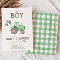 Traktor Baby Dusche Einladung | Grüner Traktor