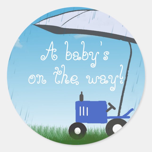 Traktor Babydusche Umschlag Aufkleber (Vorderseite)