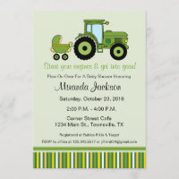 Traktor-Babyparty-Einladungsgrün