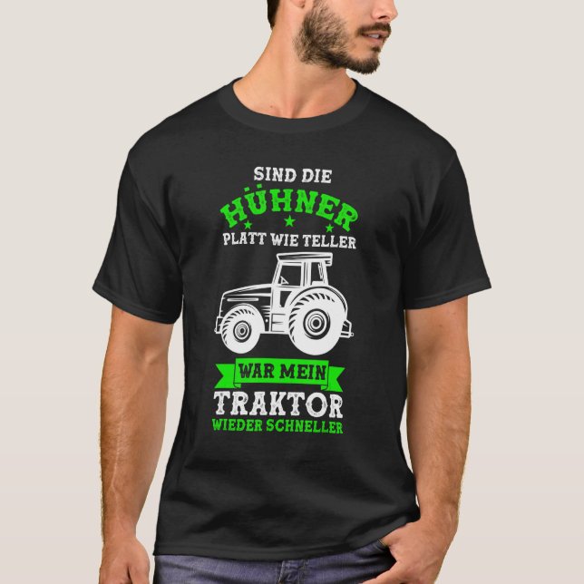 Traktor Bauer Landwirt Traktor Hühner T-Shirt (Vorderseite)