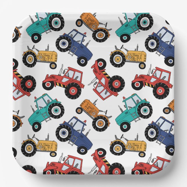 Traktor Birthday Party Pappteller (Vorderseite)