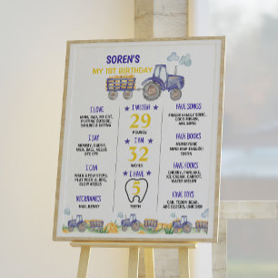 Traktor Farm Erste Geburtstagsfeier Meilenstein Ze Poster