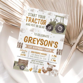 Traktor Farm Geburtstagspartei Tiere Stall Einladung