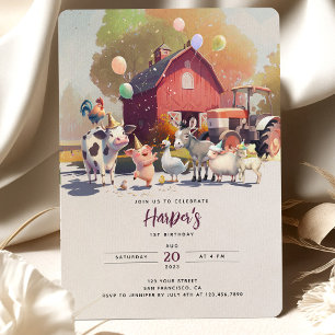 Traktor Farm Geburtstagspartei Tiere Stall Einladung
