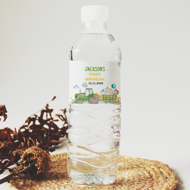 Traktor Farm Tier Geburtswasserflasche Wasserflaschenetikett (Von Creator hochgeladen)