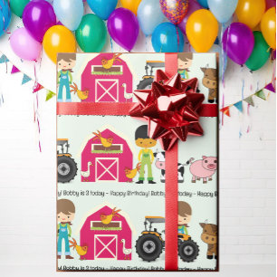 Traktor für Landtiere, das Alter des Namens des Ki Geschenkpapier