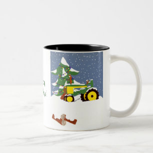 Traktor für Weihnachten Zweifarbige Tasse