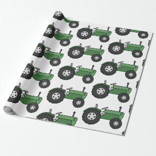 Traktor Grün Vintage Geschenkpapier