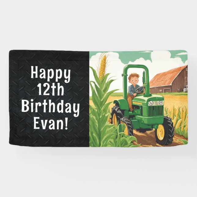Traktor Happy Geburtstag landwirtschaftliche Gerät Banner (Horizontal)
