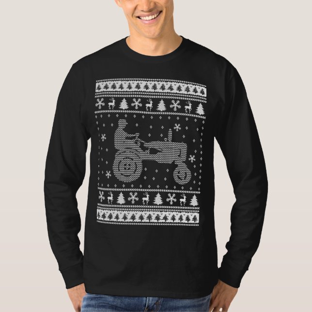 Traktor-hässliche Weihnachtsstrickjacke T-Shirt (Vorderseite)