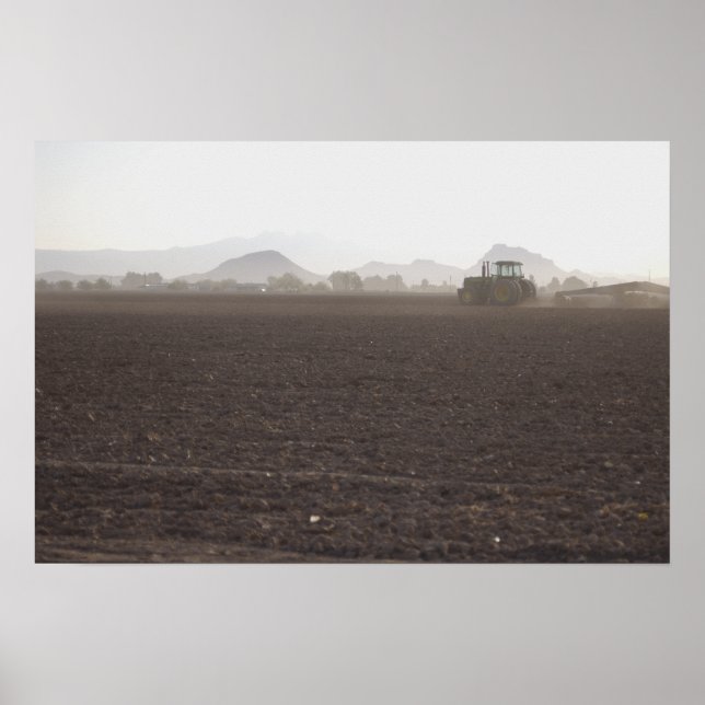 Traktor im Feld Poster (Vorne)