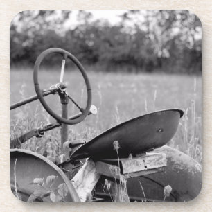 Traktor im langen Gras Untersetzer