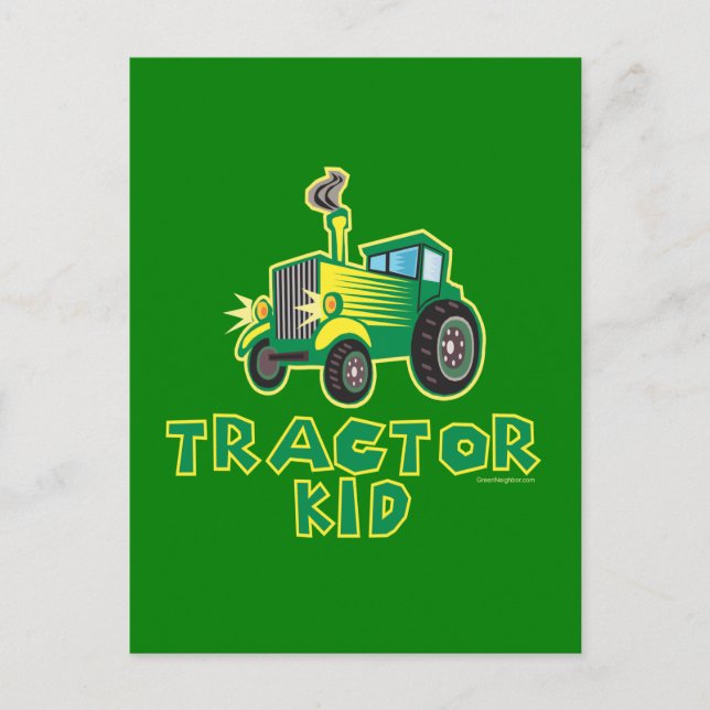 Traktor Kid, grün Postkarte (Vorderseite)