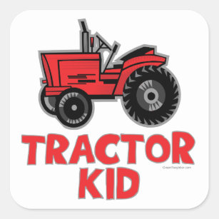 Traktor-Kind Quadratischer Aufkleber